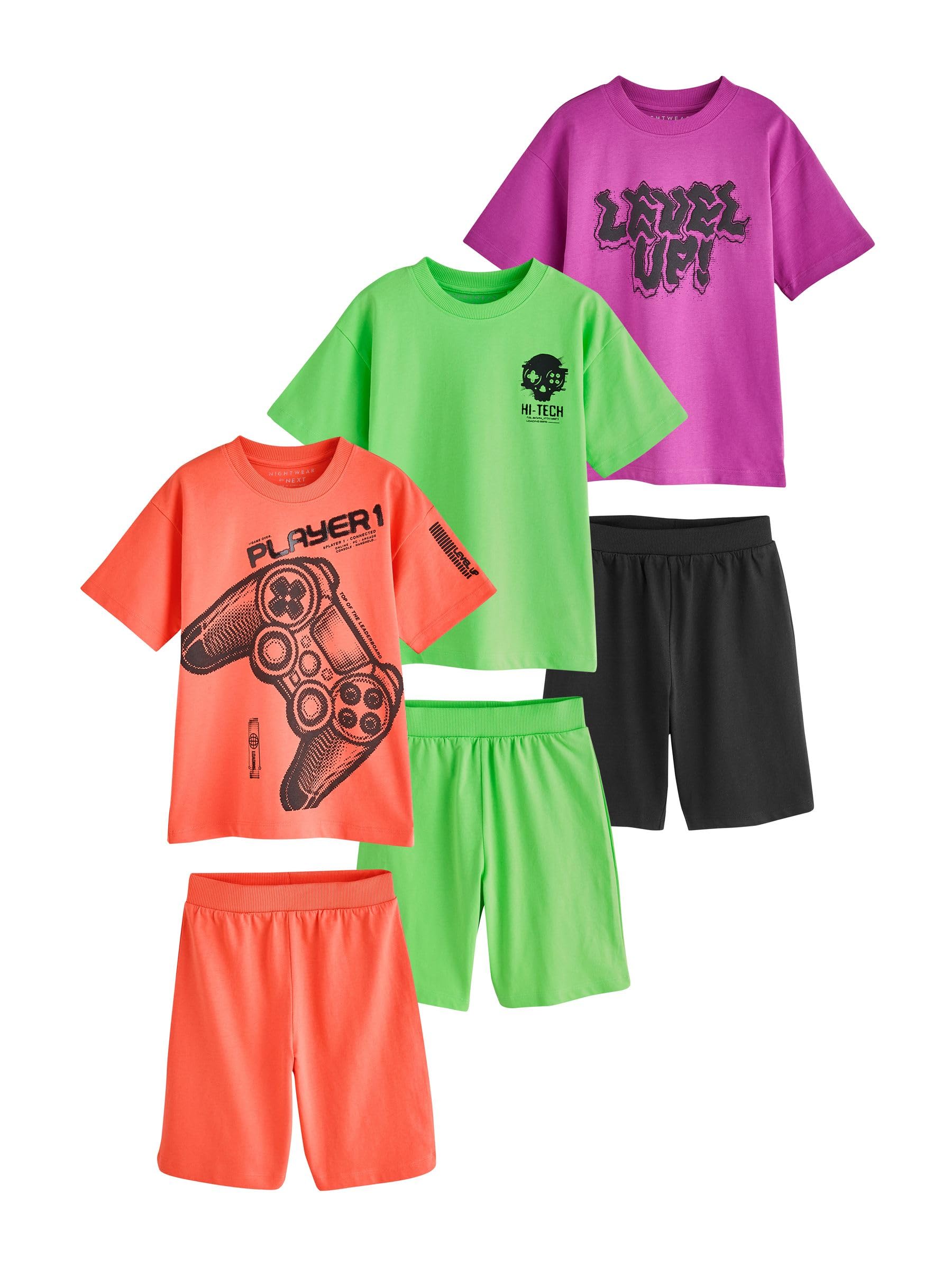 NEXT Starsze chłopcy Trzy komplety piżam z szortami