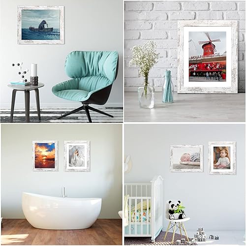 Vista 95 de Capcillin Juego de 2 portarretratos de 11 x 17 pulgadas, patrón de madera, color marrón rústico, para montaje en pared, plexiglás, ideal