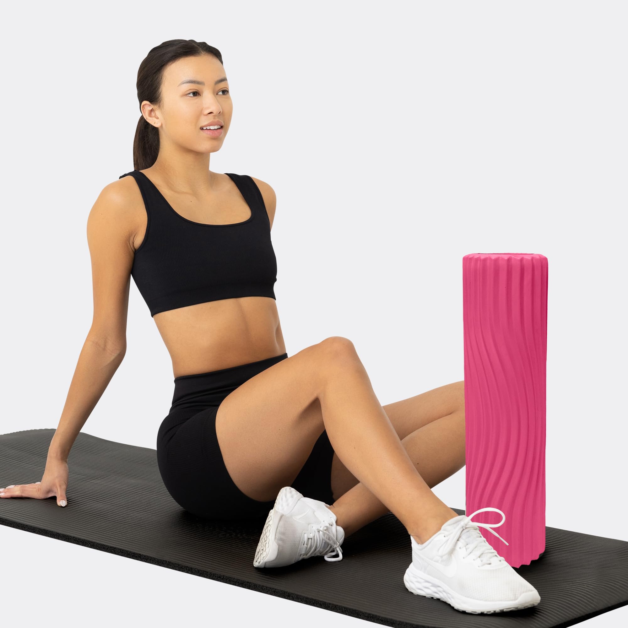Oceanfoam Tidal Roller - Rodillo de espuma para masaje muscular para dolor de espalda y estiramiento, textura ergonómica de onda ancha, yoga, atletismo y bienestar, tamaño completo, 20 x 5 pulgadas,