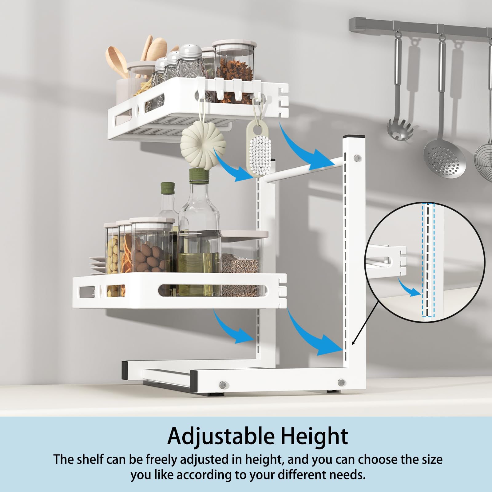 Organizer Sottolavello Cocolemon - 2 Livelli In Metallo - Estraibile - Capacità 25 Kg - Nero - Foto 13