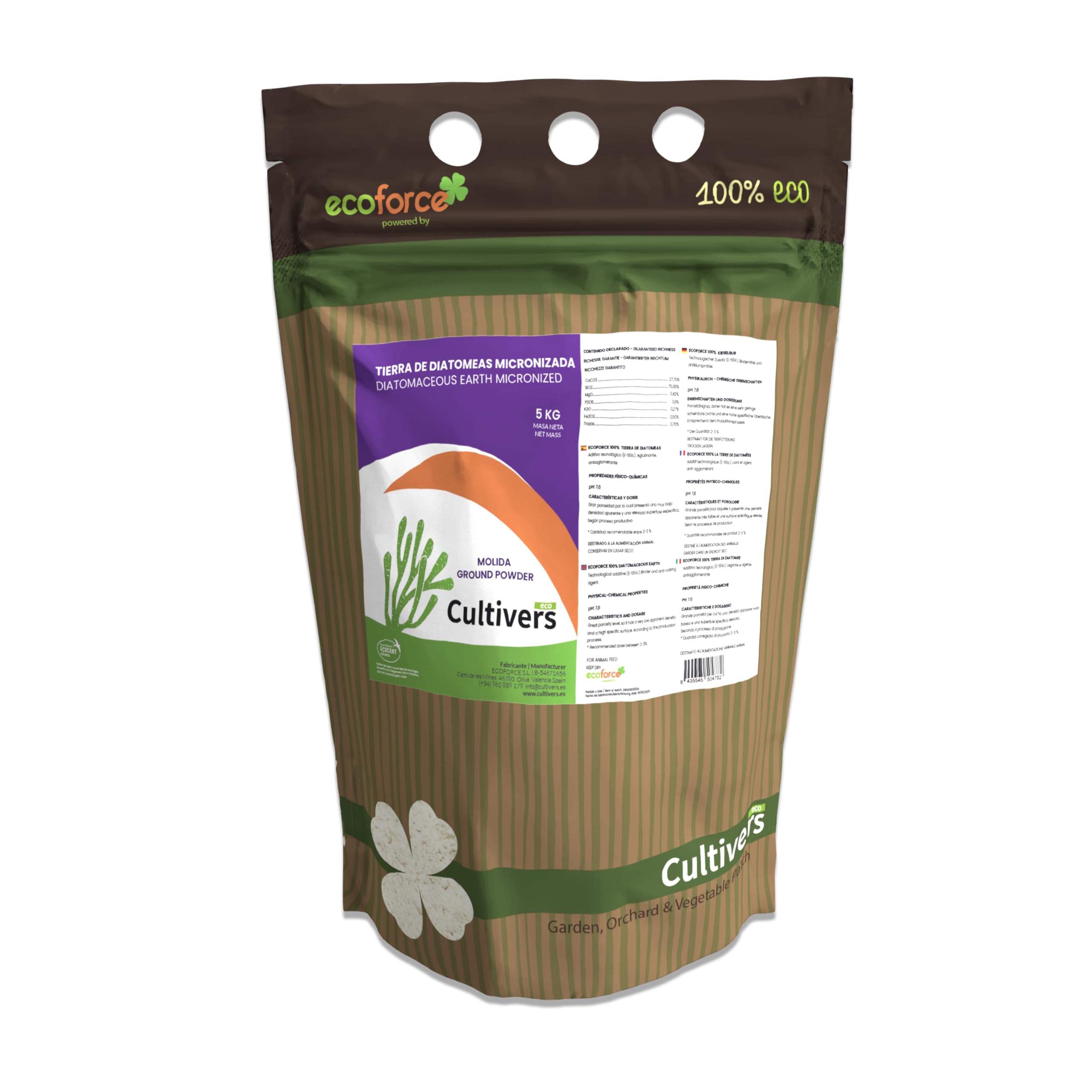 ECO Terra Di Diatomee 25kg Grado Alimentare - 100% Naturale Per Animali