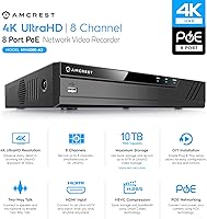 Vista 2 de Sistema de Cámara de Seguridad 4K POE Amcrest con NVR PoE 4K de 8 Canales (4) x Cámaras IP POE de 8 Megapíxeles de Torreta (3840x2160) Disco Duro