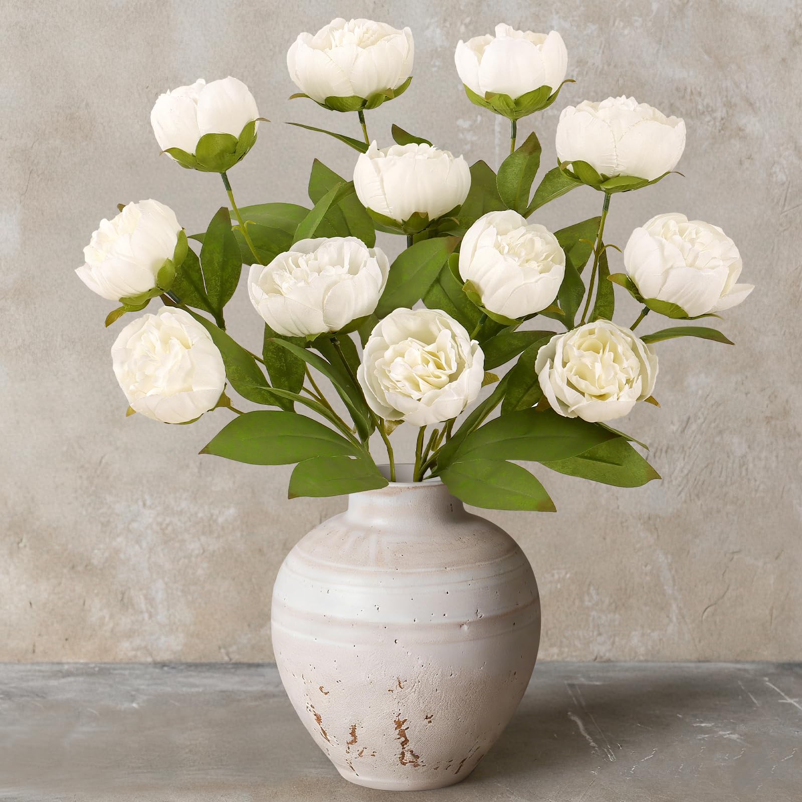 3Pcs Artificial Peony Flowers Faux Silk Peonies Fake Flowers Stems for Vase