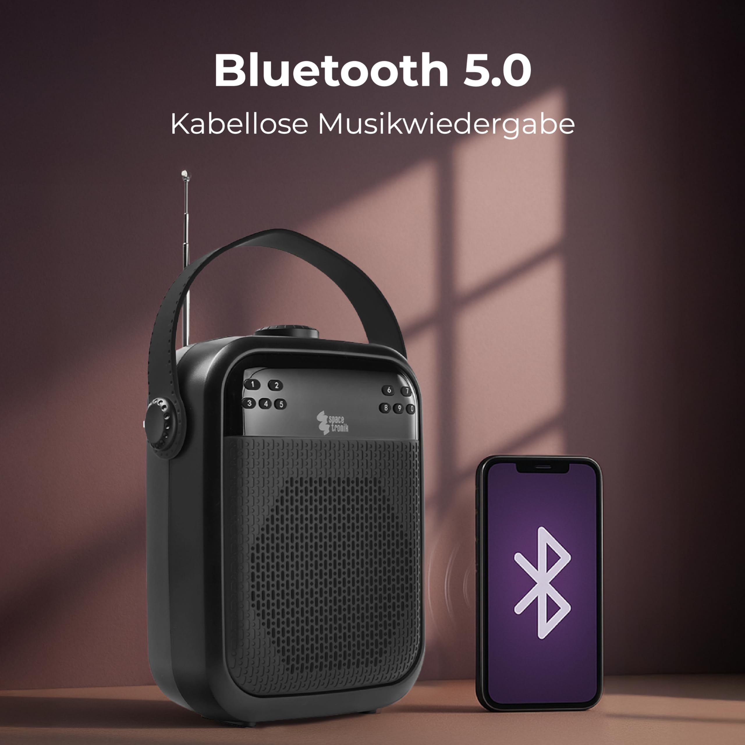 Spacetronik Sprachverstärker Tragbar mit Mikrofon 25W, Stimmverstärker mit Bluetooth 5.0 Lautsprecher, Aufnahmefunktion, TWS, FM-Radio, SD/USB/AUX, LCD-Display & 12h Akku