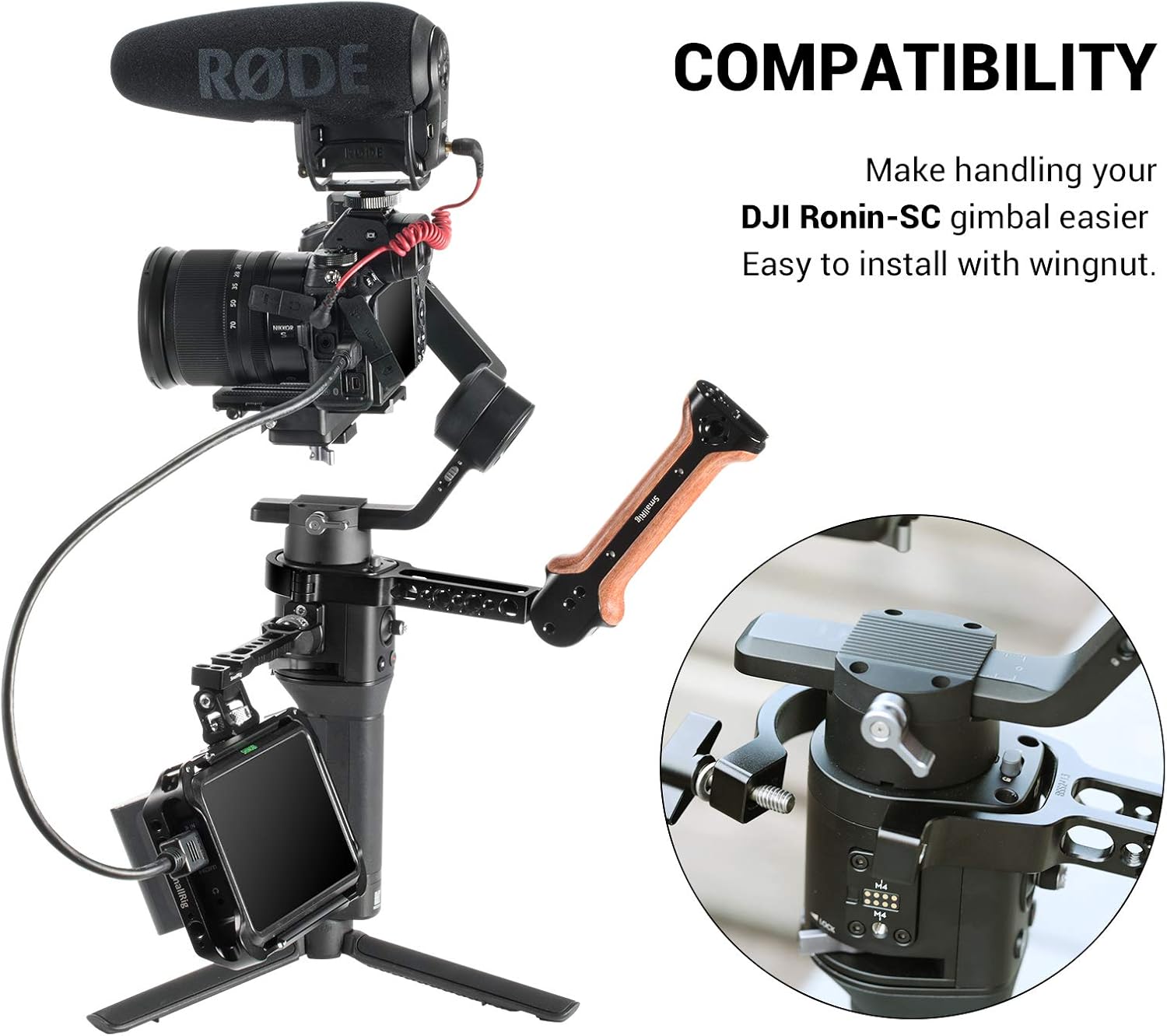 Uр Tо 50% оƒƒ SMALLRIG Adjustable Wooden Handle Hand Grip for DJI Ronin SC Gimbal – BSS2413