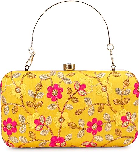 Miniatura 3 de LONGING TO BUY Embrague de caja de diseño hecho a mano - Bordado Zari para mujer