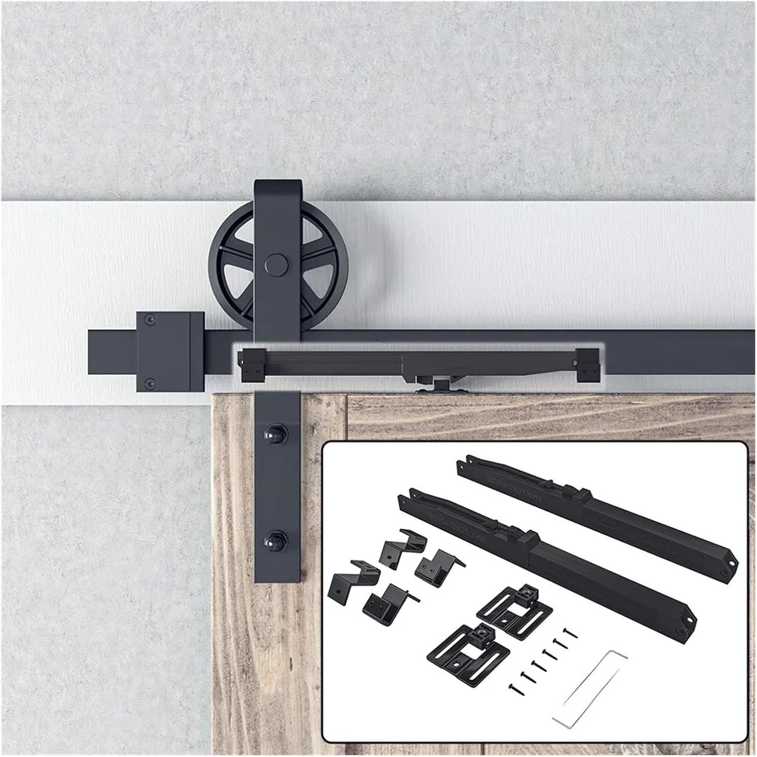 Drawer Rolling Bearing Slip Rail 2X Barn Door Soft Close Mechanism Spring Buffer Slide Damper Hardware for Damper Sliding Barn Door Hardware Track Kits