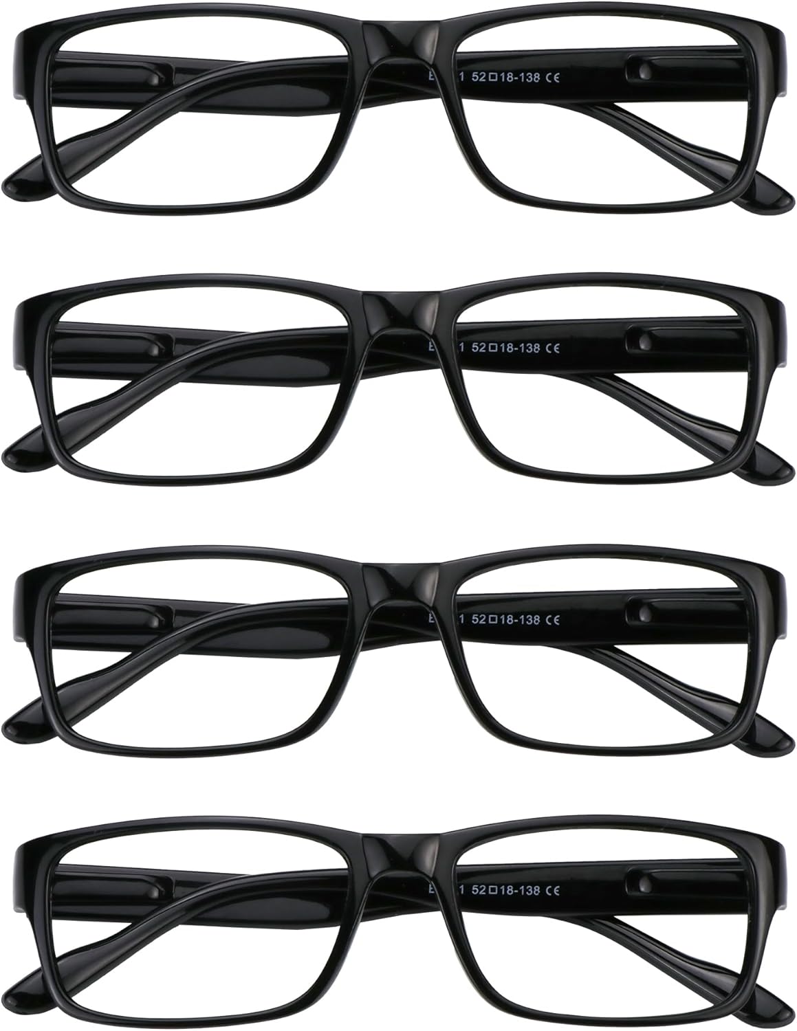 VisionGlobal 5 Pairs Reading Glasses, Blue Light Blocking Glasses, Computer Reading Glasses for Women and Men, Fashion Square Eyewear Frame (Blue,+3.50 Magnification)