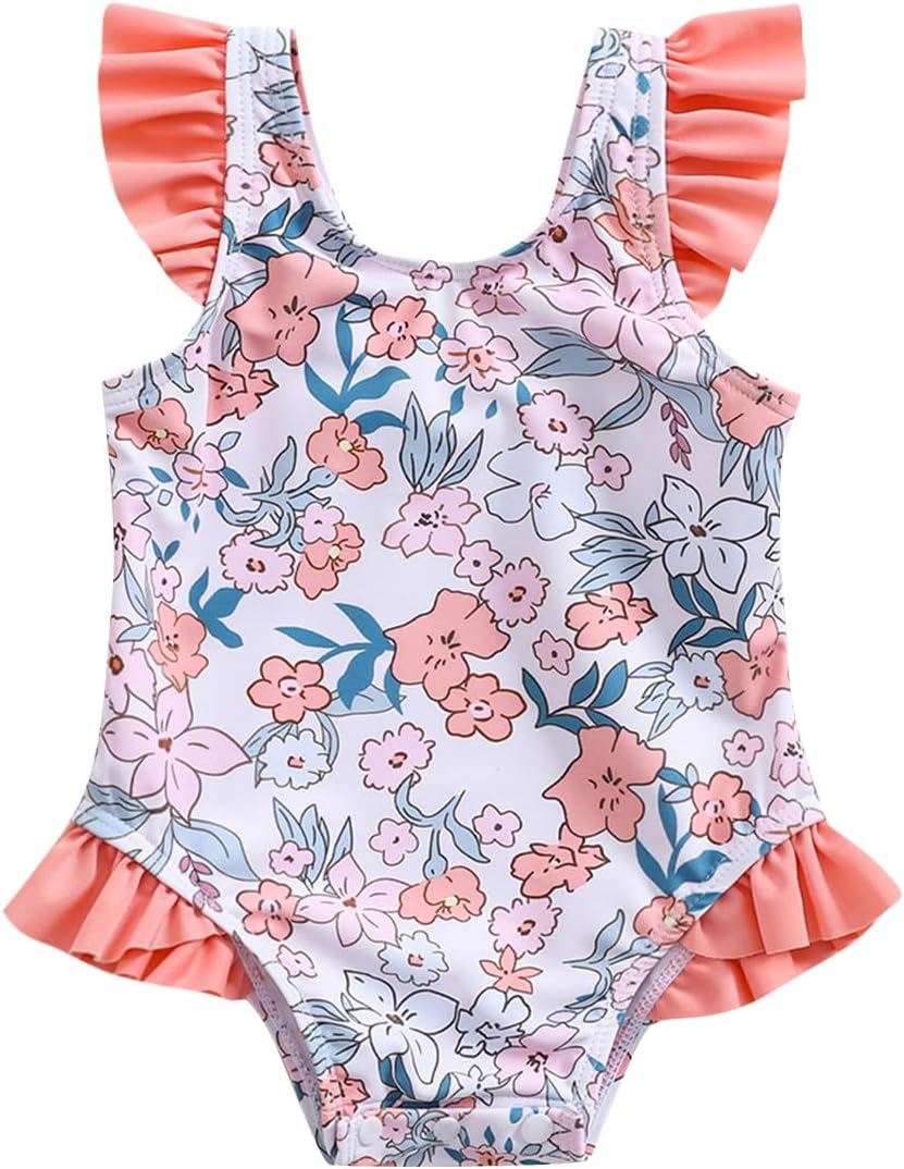 Aimaopao Baby Girls Swimsuit Infant Toddler Girl Bathing Suit Ruffle One Piece Beach Swimwear