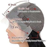 Vista 4 de Peluca de encaje frontal de cabello humano ondulado, 13x4, predepilada con abuelitos, 100% cabello humano para mujeres de piel negra, 150%