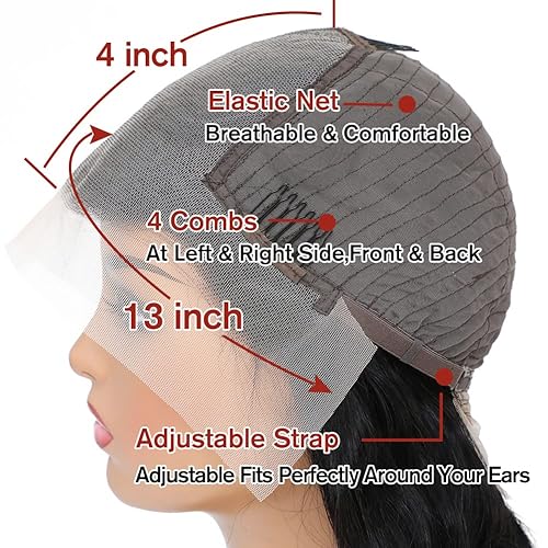 Miniatura 4 de LAPONDAI - Peluca de cabello 100% humano ondulado, encaje frontal de 13 x 4, predespuntado con abuelitos, brasileña para mujeres afrodescendientes,