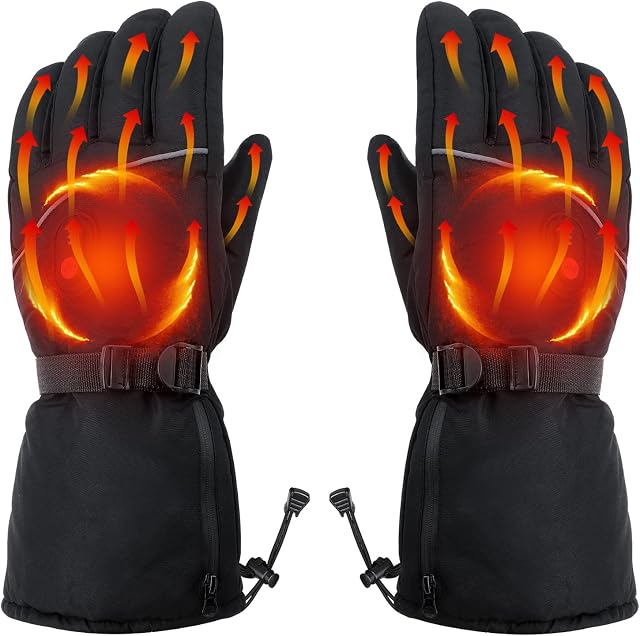 CestMall Heated Glove Liners for Men Women, Winter Thermal Heating Gloves Hand Warmers Windproof Gloves 3 Heating Levels w/Intelligent Control for Outdoor Cycling Motorcycle Camping Hiking Skiing