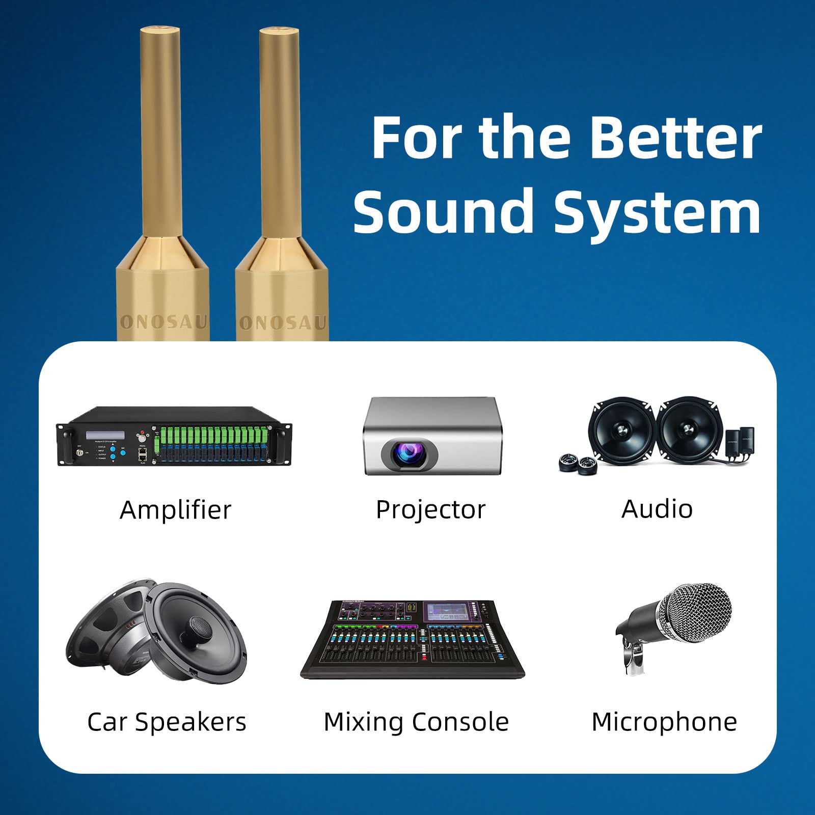 Monosaudio B80G 4 conectores banana de cobre puro con bloqueo de tornillo para altavoz de cable, cine en casa, receptor de AV, amplificadores y sistemas de sonido (chapado en oro)