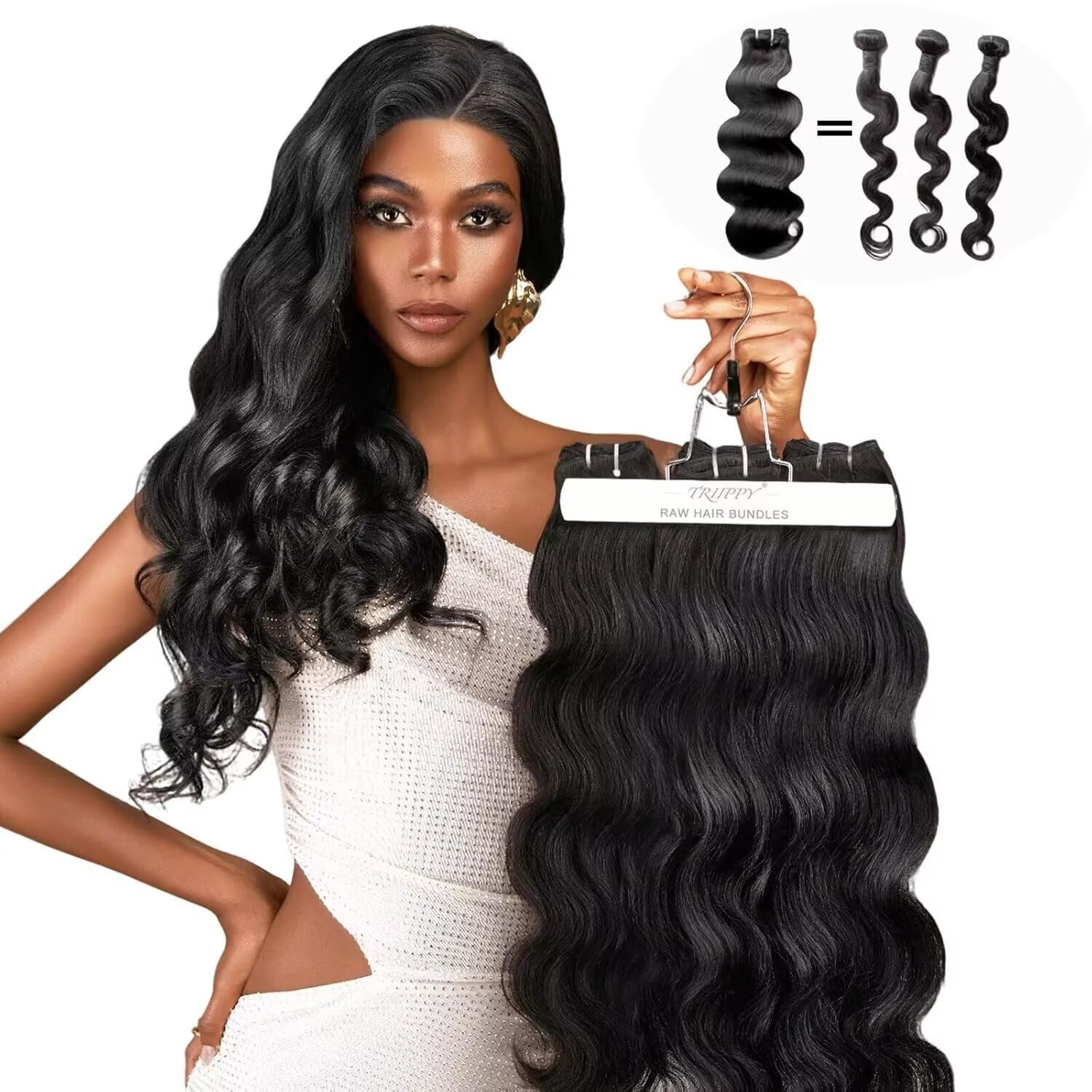 TRIIPPY Body Wave Bundles Human Hair,100% Raw Cambodian Hair Wavy 3 Bundles,Triple The Lifespan Over Regular Virgin Hair Bundle,No.1 Raw Hair Brand On Amazon(16 18 20 Inches,Natural Color)