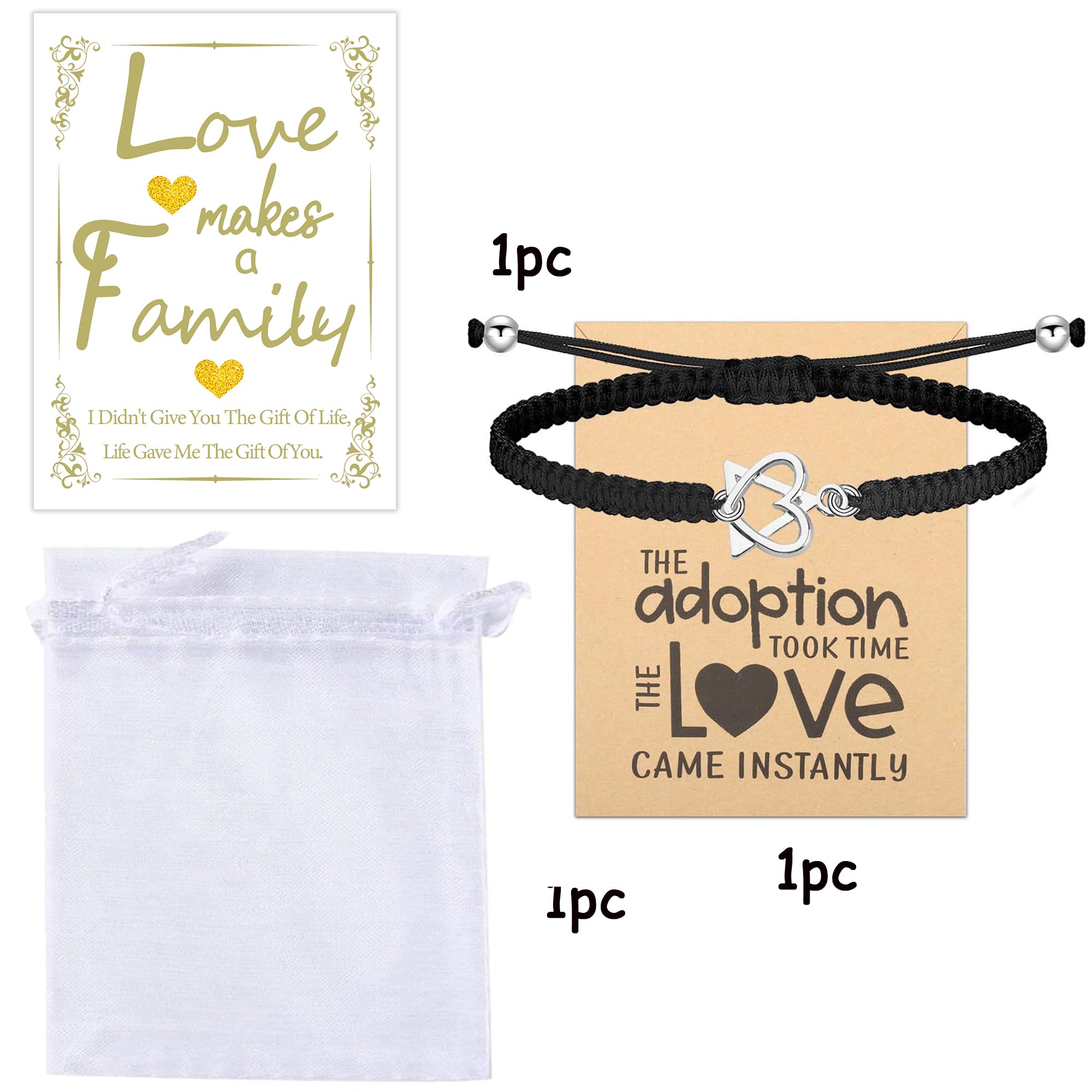 MKISHINE Adoption Gifts, Adoptive Jewelry, Adoption Symbol Charm for Stepmom Stepdaughter Birthday Gift with Adoption Greeting Card, Gotcha Day, Adoptive Gift, Foster Parent Thank Gift