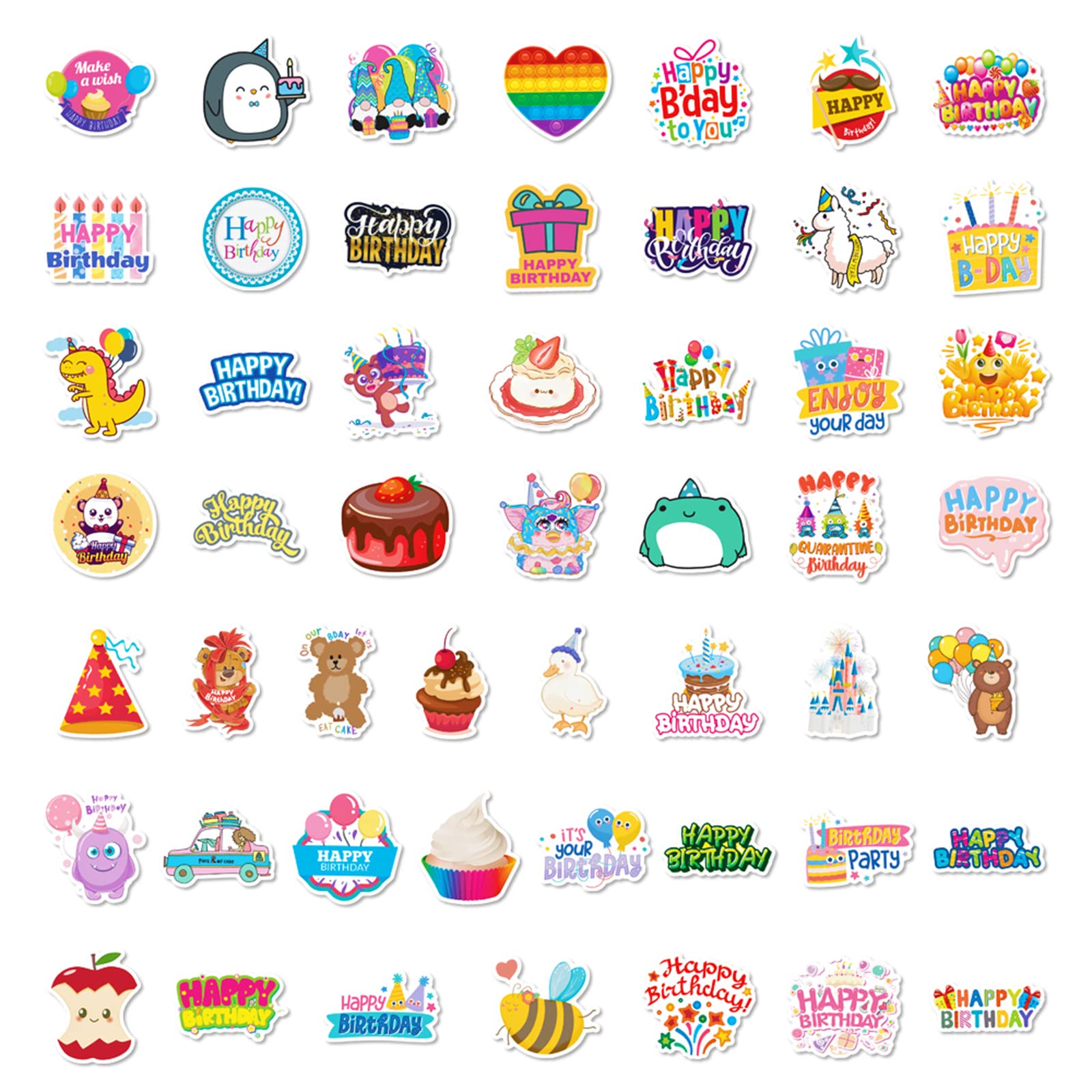 50PCS Happy Birthday Stickers For Kids Adults Party School Supplies...