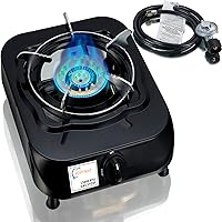 Vista 1 de Estufa de propano de un solo quemador con manguera LPG CSA de 13,000 BTU con quemador de propano único, protección de interruptor inteligente