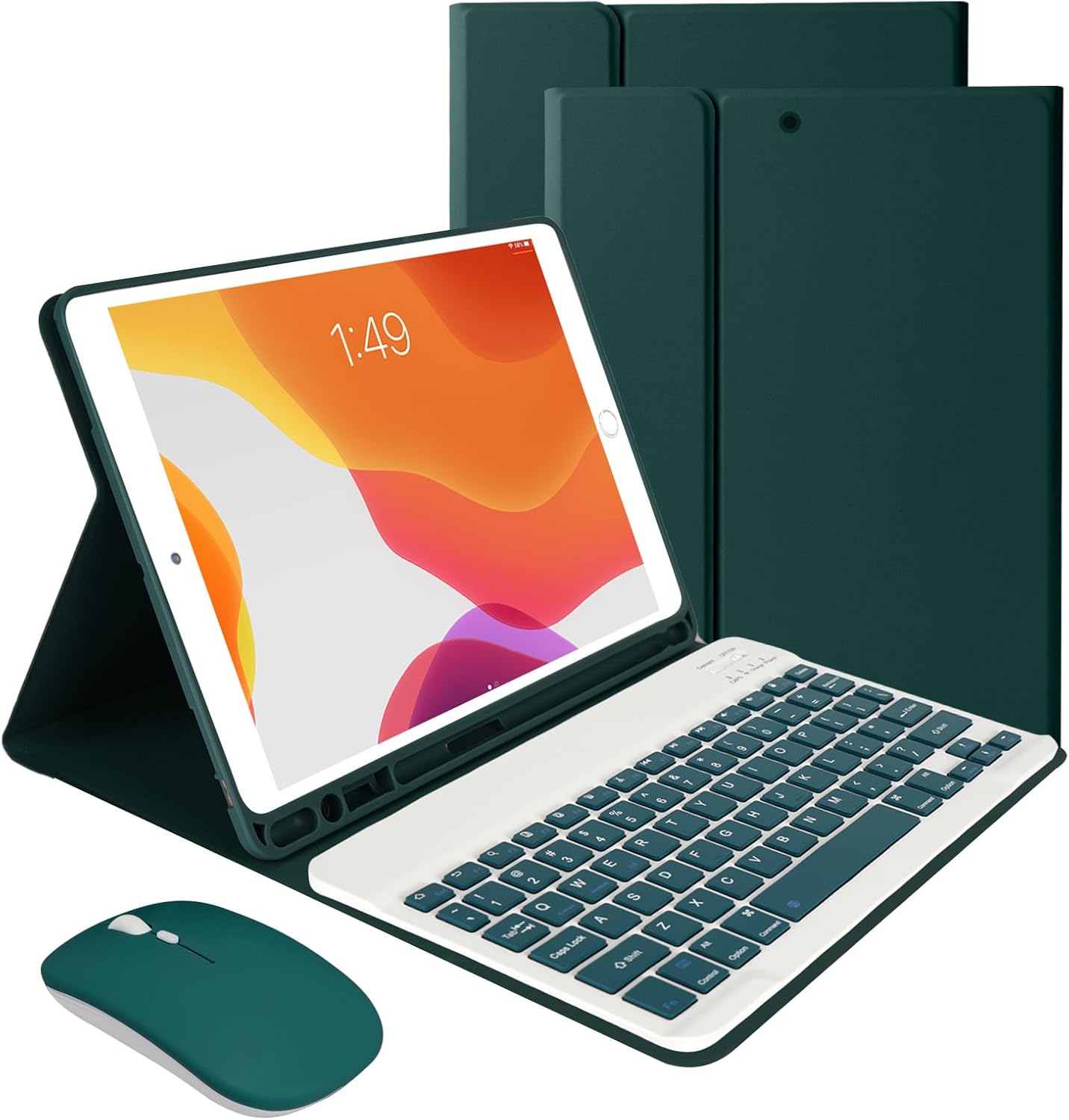 LAMA Wireless Keyboard Case with Mouse for iPad 10.2" 9th 8th 7th Generation, Detachable Bluetooth Keyboard with Pencil Holder for iPad 10.2 Inch/iPad Air 10.5"(3rd Gen)/iPad Pro 10.5 in, Dark Green