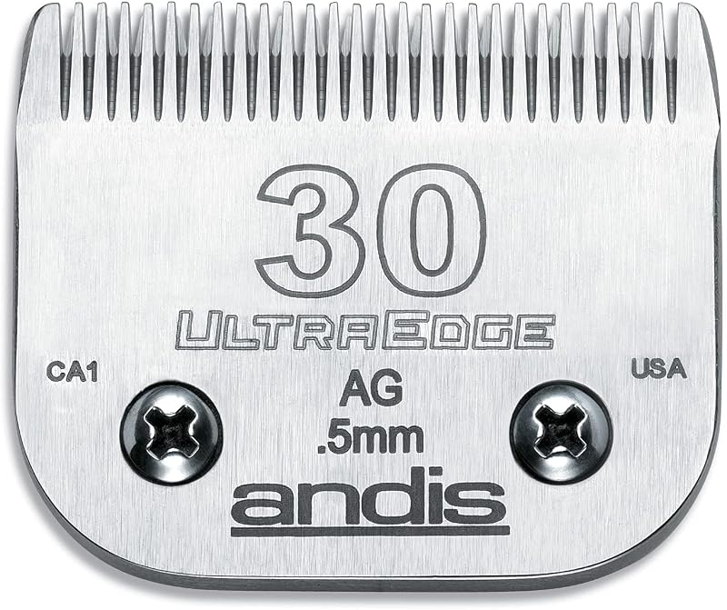 Cuchilla Andis 64075 UltraEdge, tamaño 30, 1/50 ", cromada, para animales más grandes | Acero carbonizado, resistente al óxido y al calor, ideal para ganado y caballos, cuchilla andis clipper