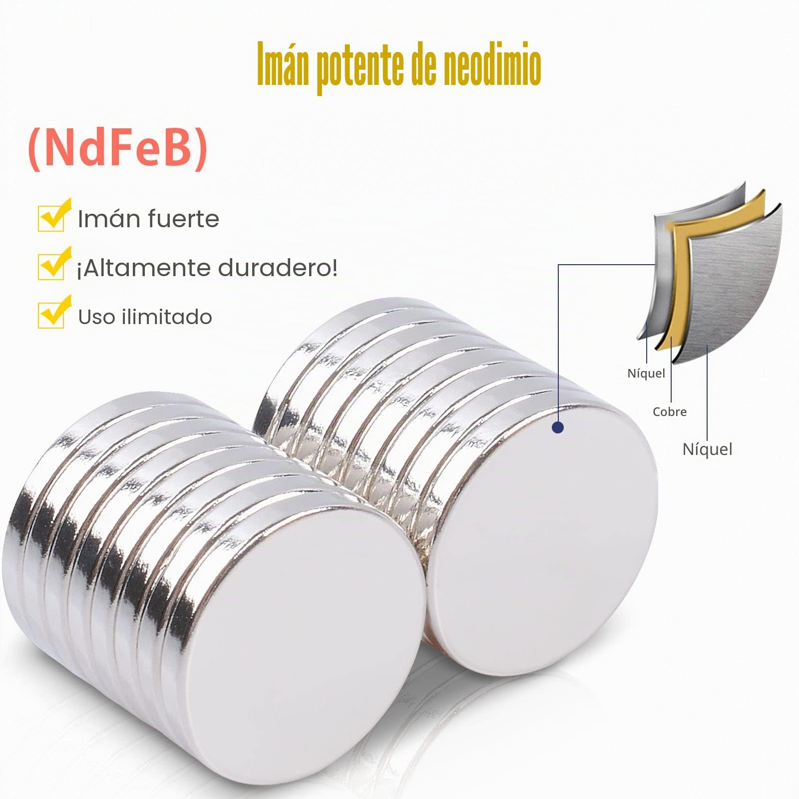 FPMYB 40PC Imanes de Neodimio 15 x 2 mm, Imán Pequeño Redondo Imanes Neodimio para Frigorífico, Pizarras Blancas, Fotos, Notas, Pizarra Magnética, Manualidades, Oficina Pinboard (Plata)