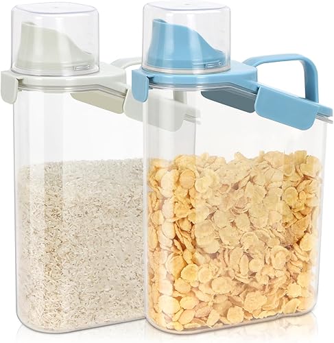 Miniatura 10 de TBMax Recipiente de arroz de 2 unidades, recipiente hermético para cereales, almacenamiento de avena con boquilla fácil de verter y práctico vaso