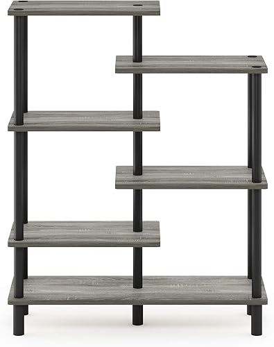 Miniatura 4 de Furinno Turn-N-Tube Estante de exhibición de 6 niveles, roble francés grisnegro y Turn-N-Tube estante multiusos de 5 nivelesestante de