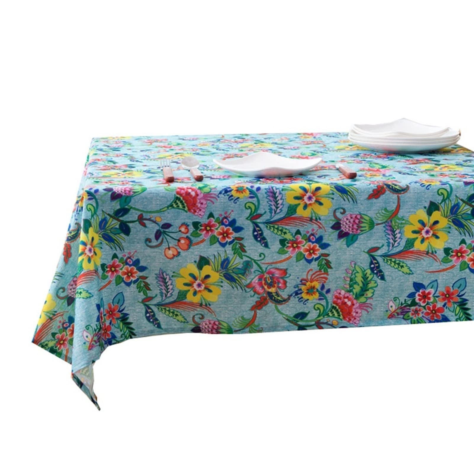 Nappe à imprimé floral coloré lavable pour table de cuisine rectangulaire et pique-nique