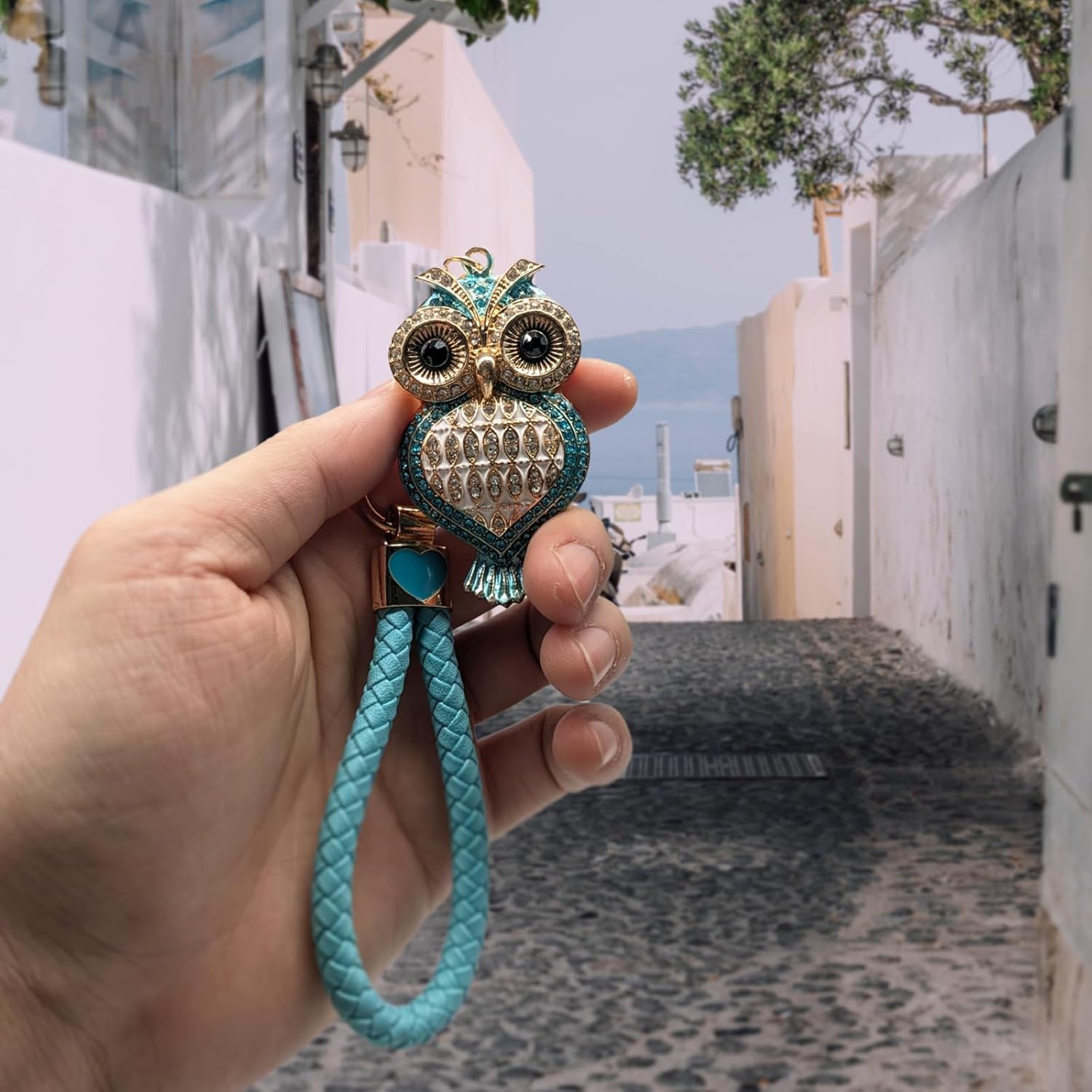 Sparkling Owl Crystal Keychain for Women – Cute Bling Rhinestone Pendant with Heart Wristlet, Car & Bag Charm, Birthday Gift - Image 9