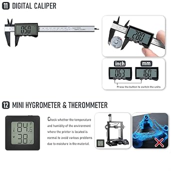 3D Printer Tool Kit Essential 3D Printer Tools for Removing, Smoothing, Finishing, Cleaning, Deburring, Craving, Measuring, Drilling 3D Printer Accessories for Bambu Lab, Ender3-Finishing