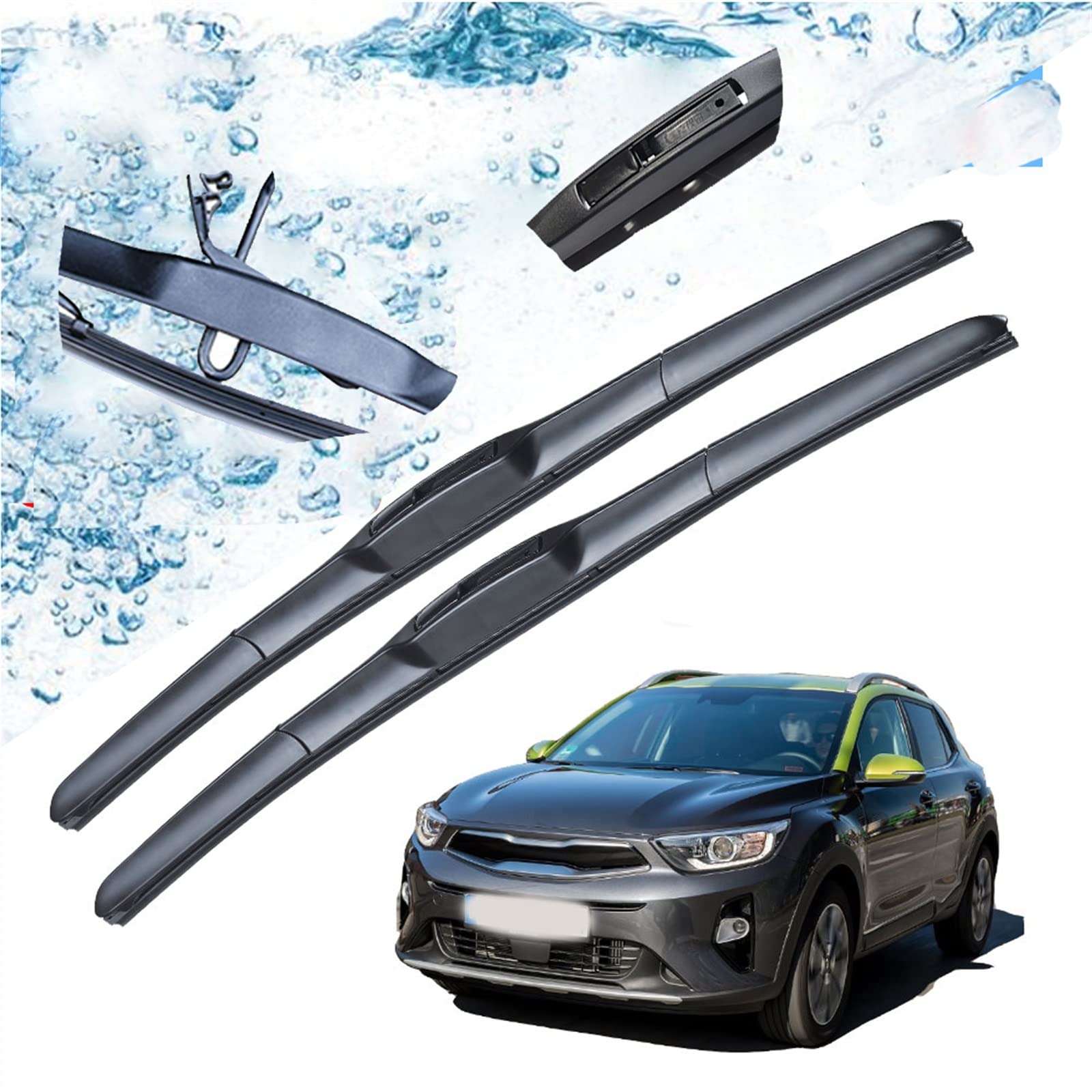 Balais d'essuie-glace avant premium pour KIA Stonic YB brosses haute résistance U-Hook