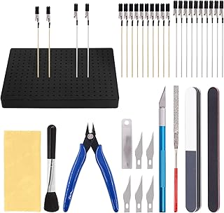 Keadic 37Pcs Model Tool Paint Kit Includes Professional Gundam Model Basic Tools, Painting Stand Base Holder and Alligator Clip Sticks Modeling Tools for Airbrush Hobby Model Building Parts Assemble