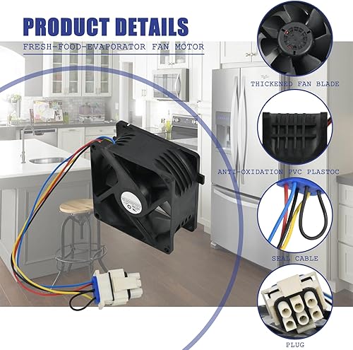 Miniatura 4 de Compatible con motor de ventilador evaporador de refrigerador GE WR60X26866 WR60X10356 WR60X10341 WR60X24303
