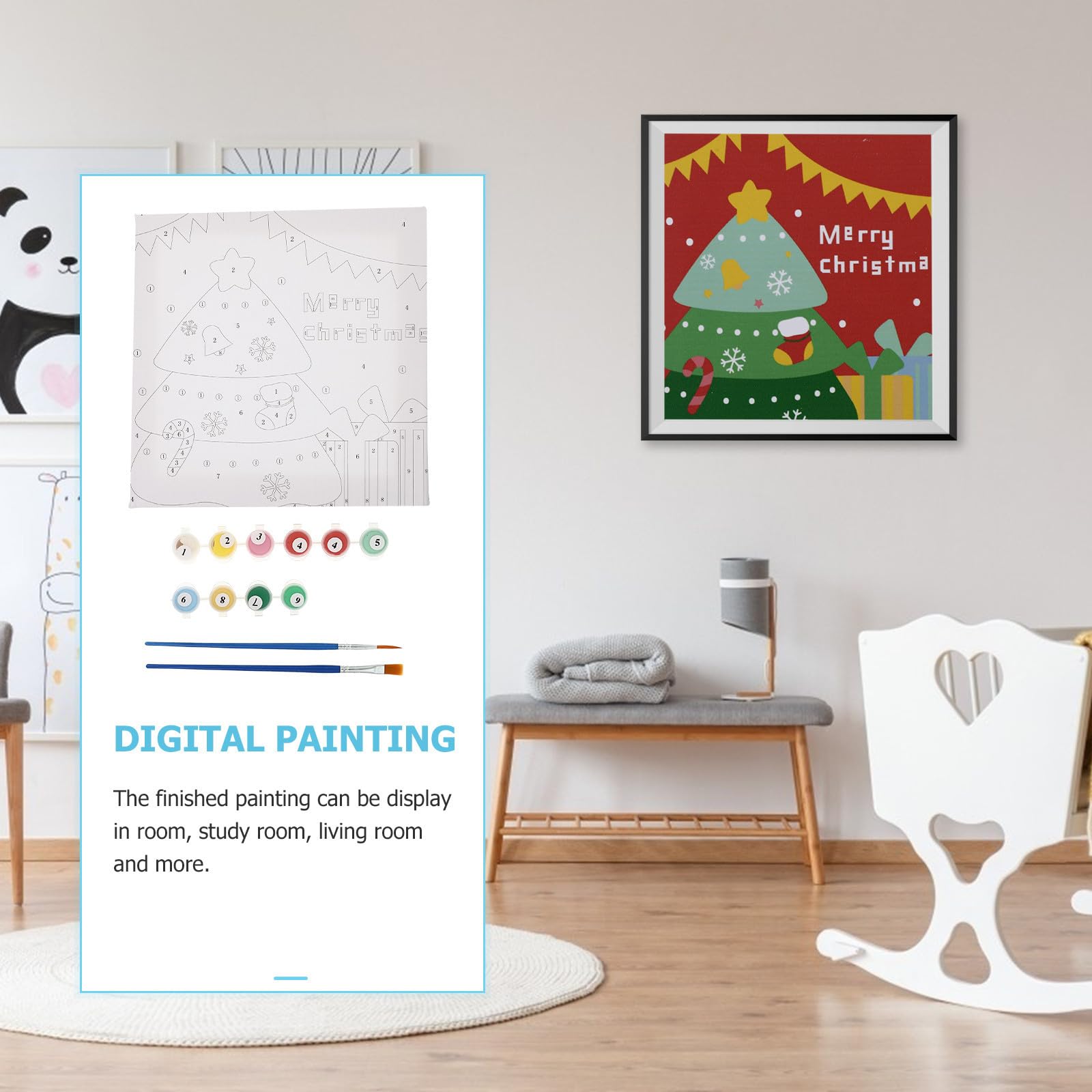BESPORTBLE 8 Scatole Pittura Digitale Natalizia, Kit Fai da Te Creativo | Stanza e Attività Fai da Te, Adatto ai Principianti, su Tela di Cotone Pigmenti e Legno