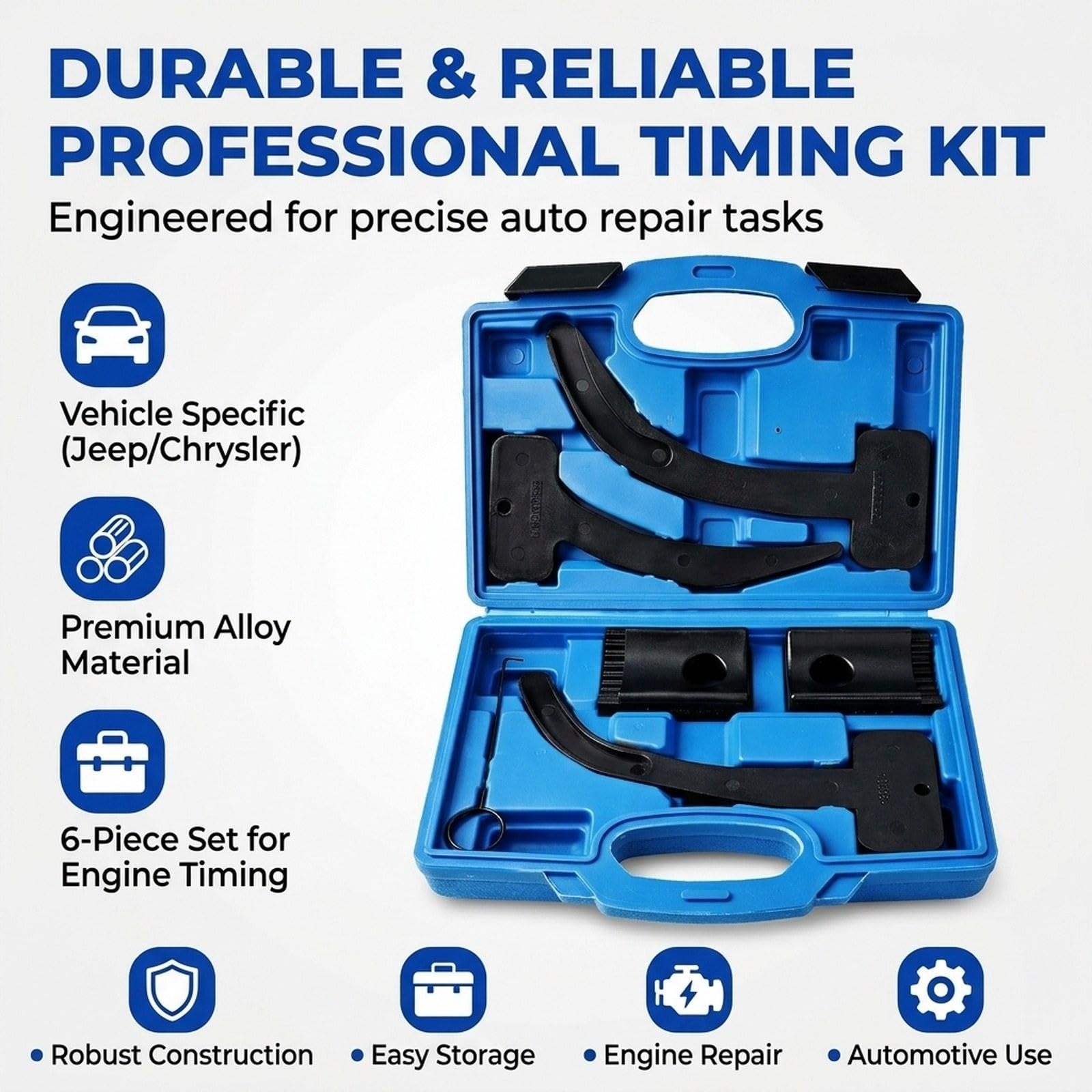Bloccaggio Albero a Kit Temporizzazione Motore Attrezzi Officina Ricambio Professionale Materiale Robusto Adatto a Manutenzione Automobili, Blu
