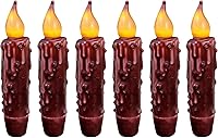 Vista 12 de CVHOMEDECO. Velas cónicas de cera auténticas, hechas a mano, con batería, LED, temporizador, luces rústicas primitivas sin llama, 12 cm, color teja