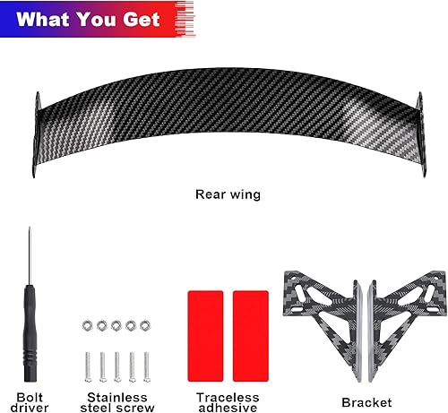 Miniatura 6 de Mini alerón universal de fibra de carbono, alerón de cola real, accesorios exteriores para todos los coches