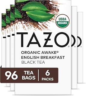 TAZO Organic Awake English Breakfast Black Tea Bags - Bold Darjeeling Blend, 96 Ct (6x16 Packs), USDA Organic & Fair Trade Certified