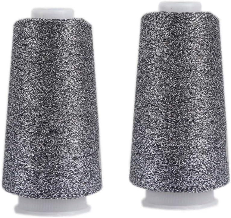 Truevalue 2 Balls Accessory Lurex Yarn, Shining Glitter Metallic Knitting-in Yarn, Sparkle Thread for Knitting and Crochet Sweater Shawl 5000 Yards (Grey Glitter)