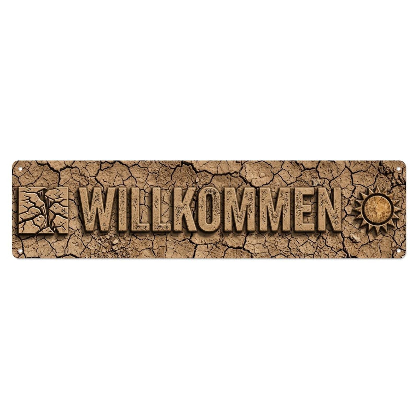 Cracked Earth Drought Desert Welcome Metal Tin Sign