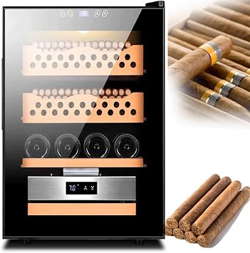 Electric Cigar Humidors,50L Cigar Humidor Cabinet,Electronic Cooler Humidor,With Cedar Wood Shelves Drawer, Intelligent Temperature Control Touch Display,WineCabinet