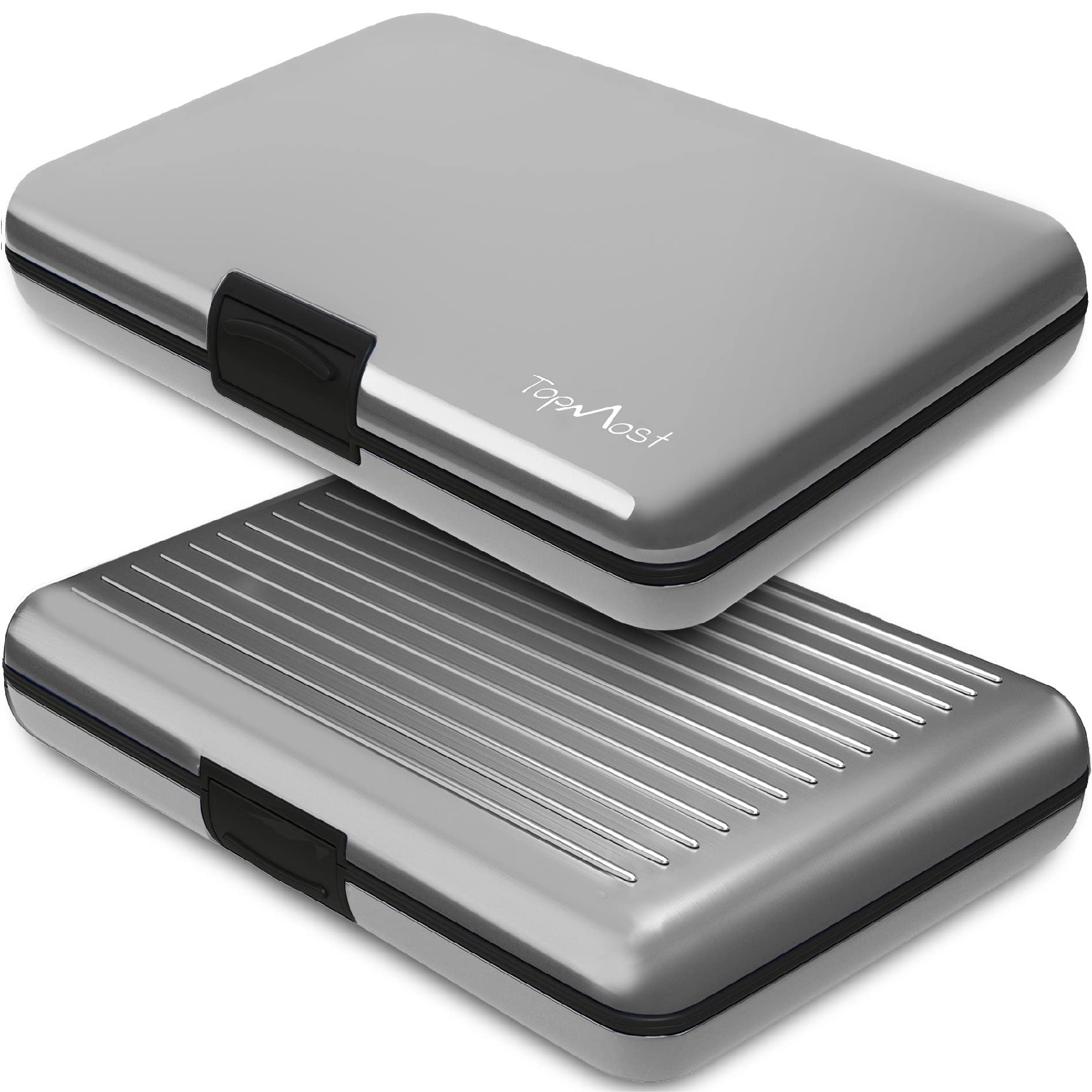 Topmost Portafoglio In Alluminio Con Blocco Rfid | Porta Carte Di Credito Unisex | Scomparti Per 12 Carte E Banconote | Argento, 11 X 7,5 X 2 Cm | Portacarte E Portafogli-image