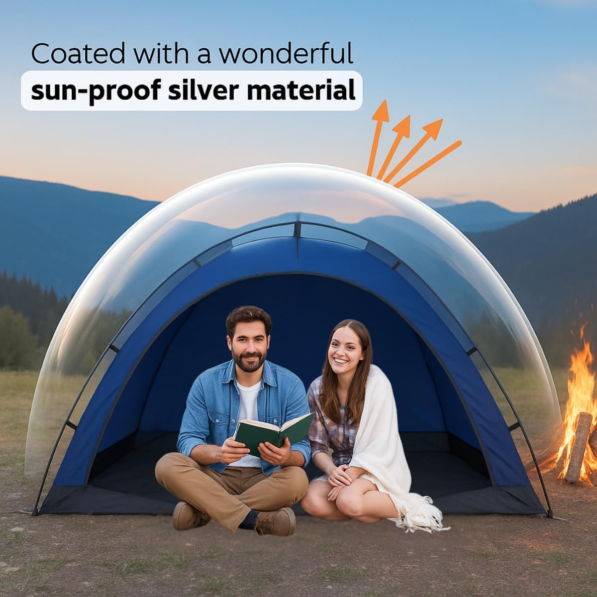 2-Person Pop-Up Camping Tent – Instant Setup, Water-Resistant, Lightweight Dome with Dual Mesh Doors & Extensible Porch – Ideal for Beach, Hiking & Backpacking