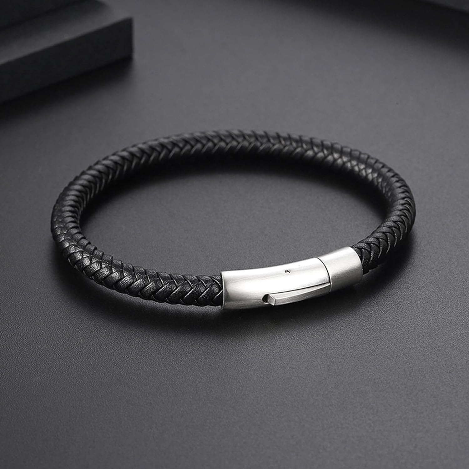 Men's Cool Daily Leather Bracelet - Stainless Steel Clasp, Stylish & Durable | Ideal Birthday/Thanksgiving Valentine's Day Gift for Dad, Son, Boyfriend, My Man - Image 2