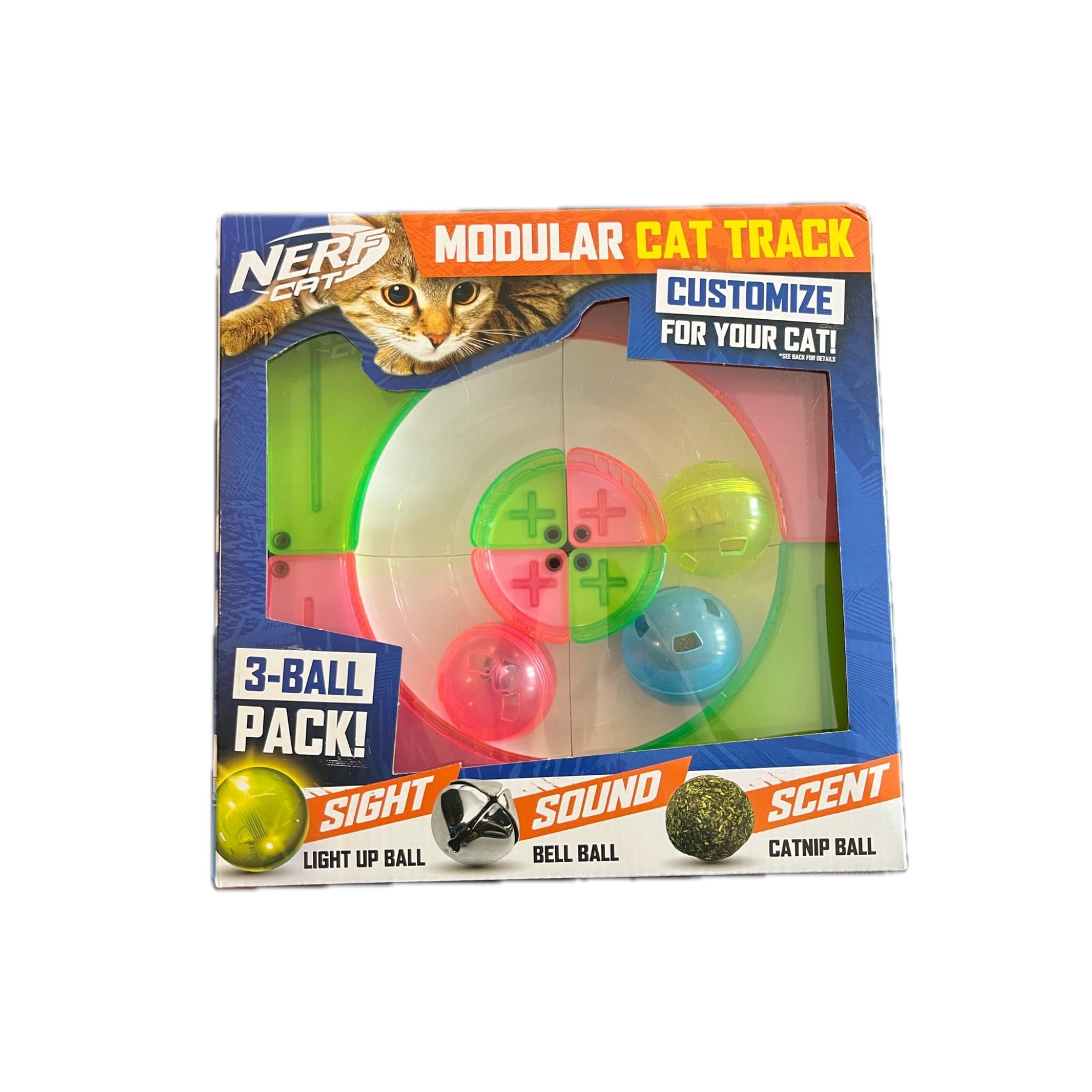 Nerf Dog Cat Toy Set Modular Cat track - Customise for your Cat 3 Ball Pack
