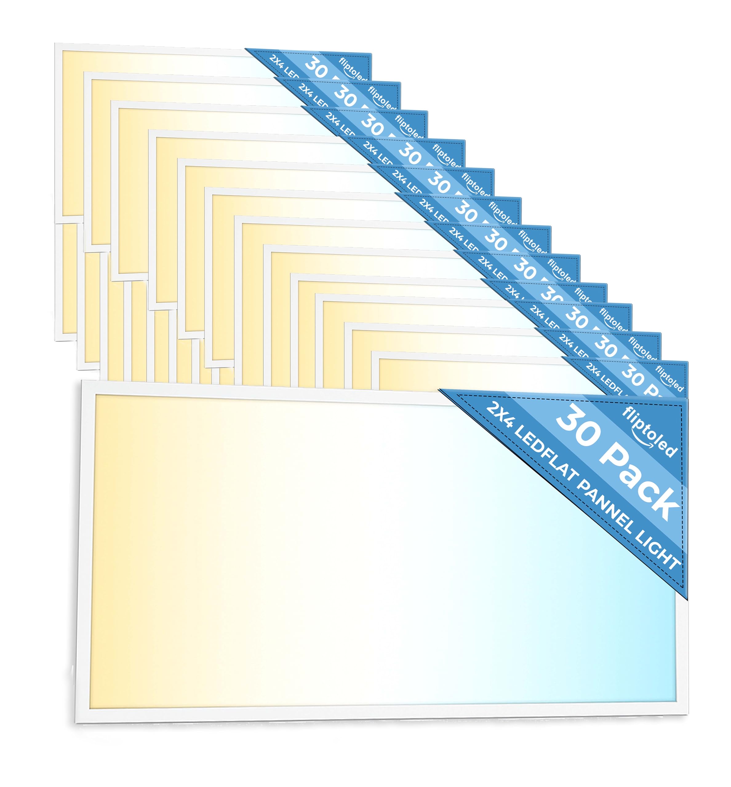 FlipToLed 30 Pack 2x4 LED Light Flat Panel, 30-72W, 5CCT 3K | 3.5K | 4K | 5K | 6.5K, Dimmable Recessed Drop Ceiling Lights, 3750/5000/6250/7500/9000