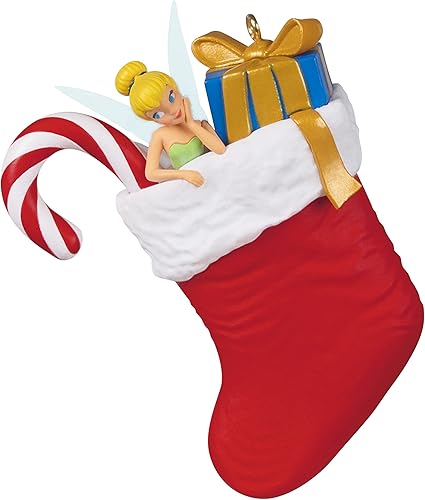 Hallmark Keepsake Adorno de Navidad 2022, Disney Peter Pan Tinker Bell en calcetín