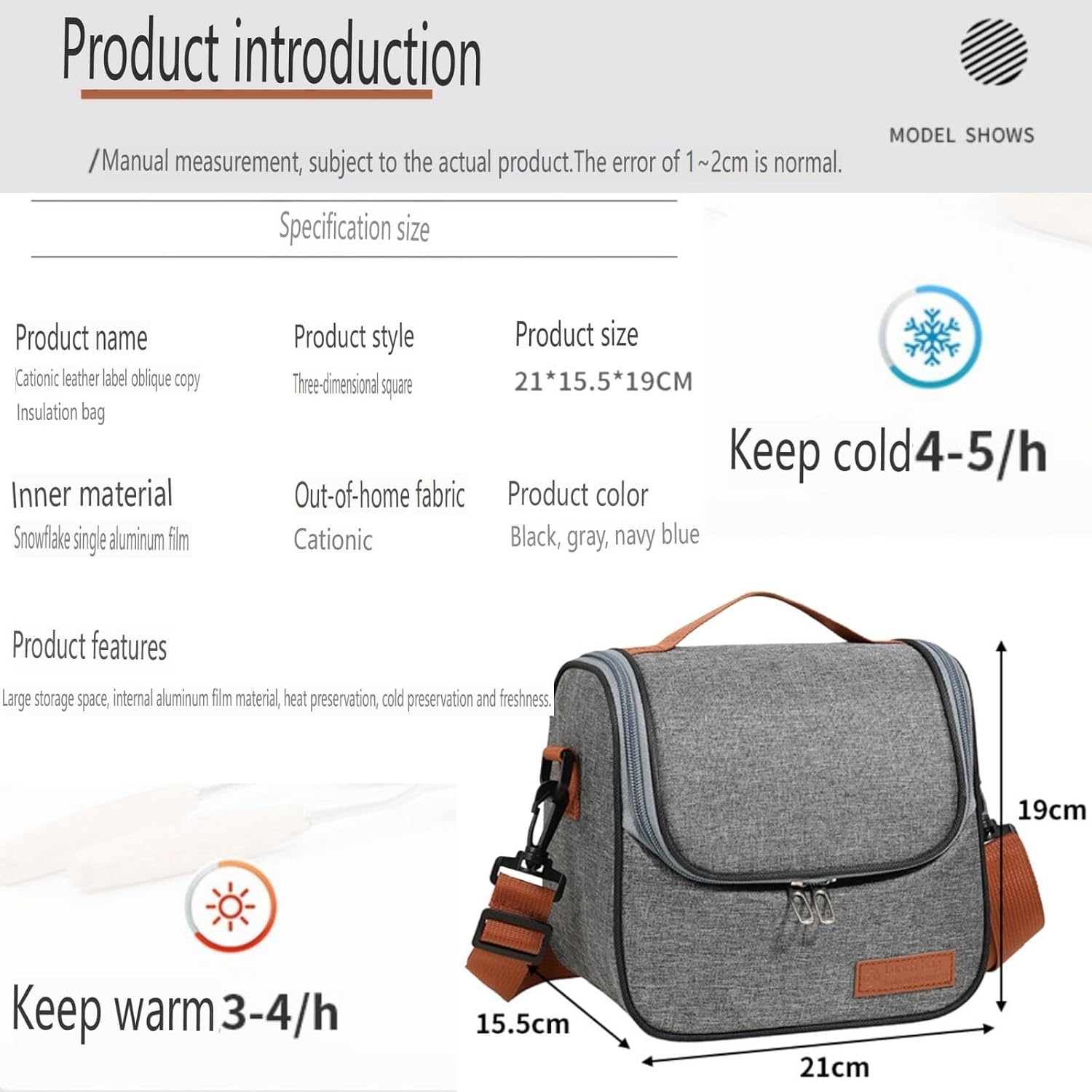 Portable Medium Lunch Bag Insulated Lunch Box Soft lunch bags image 2