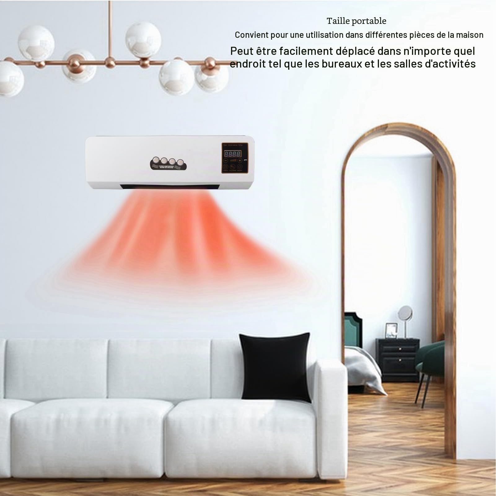 Chauffage de Climatiseur, Machine de Air chaud de air naturel Électrique Murale 1800 W, Élément Chauffant PTC avec Minuterie Télécommandée pour Chambre à Coucher, Salle de Bain