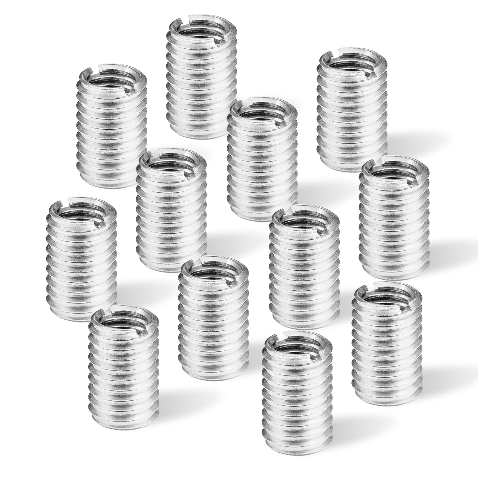 12 inserti filettati M10 su M12, manicotto filettato da 15 mm, adattatore filettato, jack argentato, dado di avvitamento in acciaio inox per automobili meccaniche