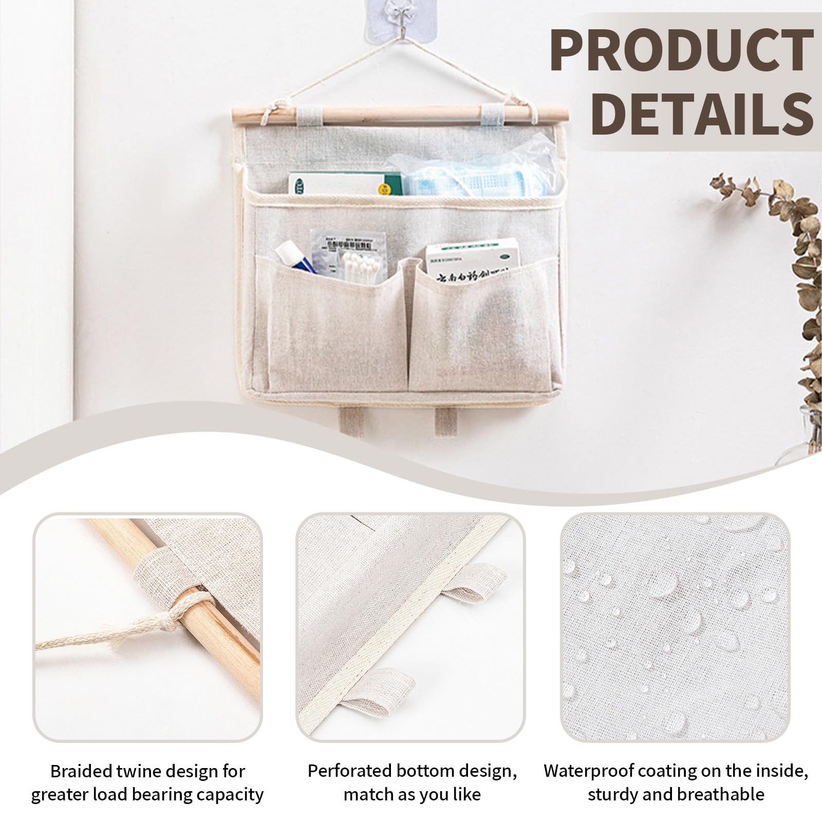 GIDWRIY Sac De Rangement Suspendu,Vide Poche Mural,Organisateur Mural Tissu, Poche De Lit A Suspendre,Panier De Lit Chevet Suspendu,Sac De Chevet, Organisateur Porte Pliable Pour Cuisine, Chambre